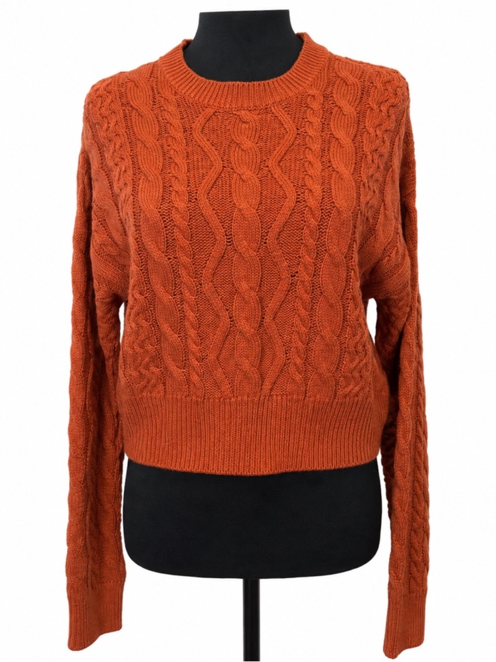 NO COMMENT NY-LA Women’s  Orange Chunky Cable Knit Sweater Size Large NWT